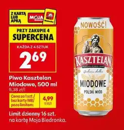 Biedronka Piwo Kasztelan Miodowe, 500 ml oferta