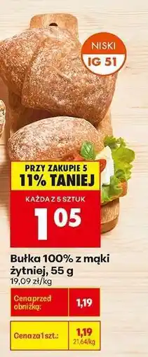 Biedronka Bułka 100 % z mąki żytniej 55 g oferta