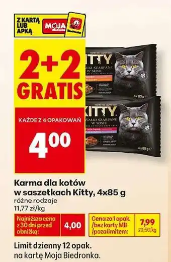 Biedronka Karma dla kotów w saszetkach Kitty, 4x85 g oferta