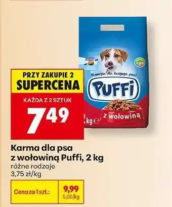 Biedronka Karma dla psa z wołowiną Puffi, 2 kg oferta