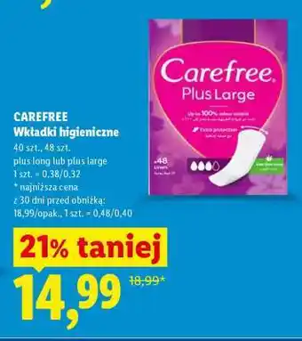 Lidl CAREFREE WKŁADKI HIGIENICZNE oferta