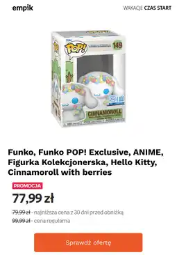 Empik Funko, Funko POP! Exclusive, ANIME, Figurka Kolekcjonerska, Hello Kitty, Cinnamoroll with berries oferta