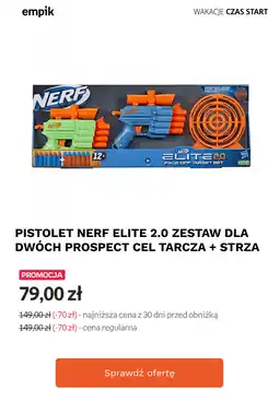 Empik PISTOLET NERF ELITE 2.0 ZESTAW DLA DWÓCH PROSPECT CEL TARCZA + STRZA oferta