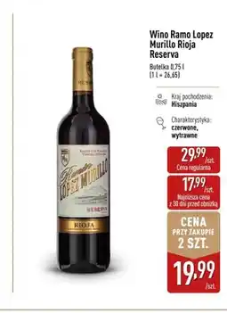 ALDI Wino czerwone Ramo Lopez Murillo Rioja Reserva oferta