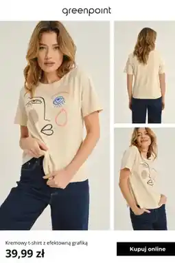 Greenpoint T-shirt damski kremowy z efektowną grafiką Greenpoint oferta