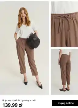 Greenpoint Spodnie brązowe z gumką w talii Greenpoint oferta
