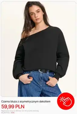 Cropp Bluza damska czarna z asymetrycznym dekoltem Cropp oferta