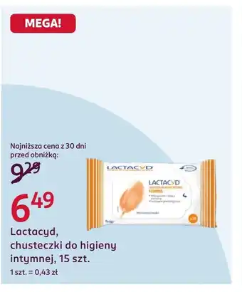 Rossmann Chusteczki do higieny intymnej Lactacyd oferta