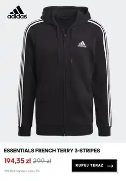 Adidas Bluza rozpinana z kapturem Adidas Essentials French Terry 3-Stripes oferta
