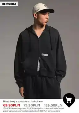 Bershka Bluza boxy z suwakiem i nadrukiem Bershka oferta