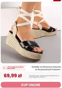 Renee Sandały na plecionym koturnie ze skrzyżowanymi paskami Renee oferta