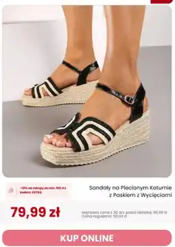 Renee Sandały na plecionym koturnie z paskiem z wycięciami Renee oferta
