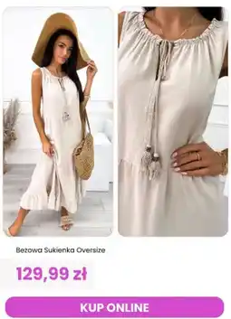 Modna Kiecka Sukienka damska oversize beżowa ModnaKiecka.pl oferta