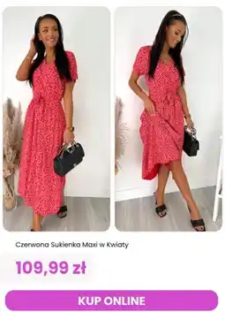 Modna Kiecka Sukienka damska maxi w kwiaty czerwona ModnaKiecka.pl oferta
