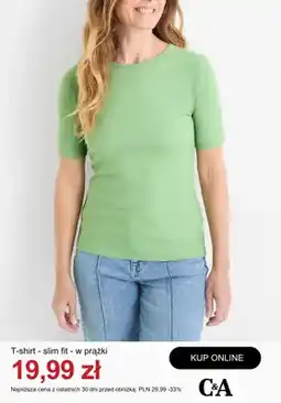 C&A T-shirt damski slim fit w prążki C&A oferta