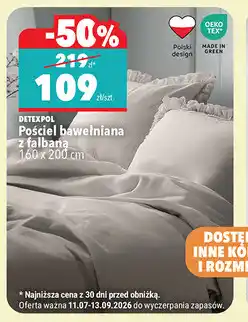 Biedronka Pościel bawełniana z falbaną Detexpol oferta