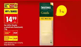 Biedronka Ser żółty Gouda w plastrach światowid , 1 kg oferta