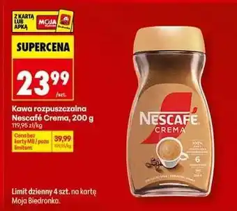 Biedronka Kawa rozpuszczalna Nescafé Crema 200 g oferta