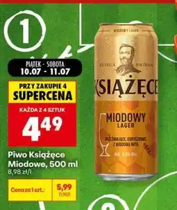 Biedronka Piwo Książęce Miodowe, 500 ml oferta