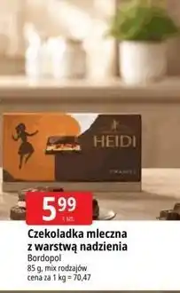 E.Leclerc Czekoladka mleczna z warstwą nadzienia Bordopol Heidi oferta
