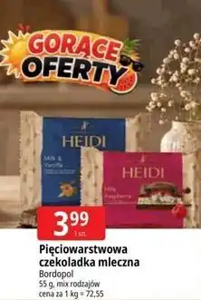E.Leclerc Pięciowarstwowa czekoladka mleczna Bordopol Heidi oferta