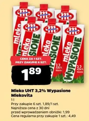 Netto Mleko UHT 3,2% Wypasione Mlekovita oferta