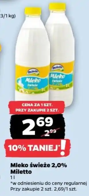 Netto Mleko świeże 2,0% Miletto oferta