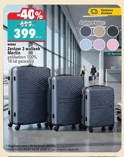 Biedronka Zestaw 3 walizek Merlin Wings oferta