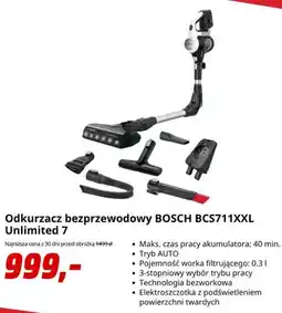Media Markt Odkurzacz bezprzewodowy Bosch Unlimited 7 oferta