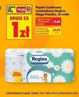 Biedronka Papier toaletowy rumiankowy Regina Mega Paczka 16-pak oferta