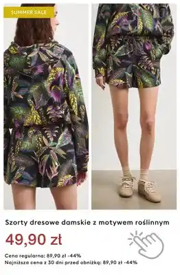 Szorty dresowe damskie z motywem roślinnym