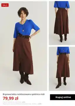 Greenpoint Spódnica midi brązowa lekko rozkloszowana Greenpoint oferta