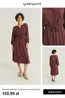 Greenpoint Sukienka brązowa z wiskozowo-lnianej tkaniny Greenpoint oferta