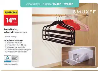 Biedronka Pudełka lub wieszaki welurowe oferta