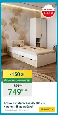 ERLI Łóżko z materacem i pojemnikiem na pościel oferta