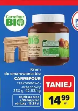 Carrefour Krem do smarowania bio czekoladowo-orzechowy Carrefour oferta
