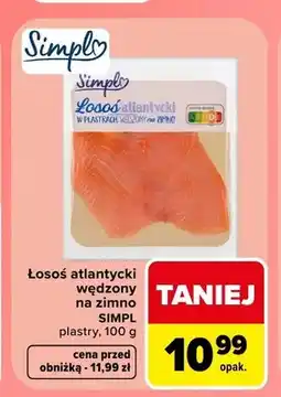 Carrefour Łosoś atlantycki wędzony na zimno plastry Simpl oferta