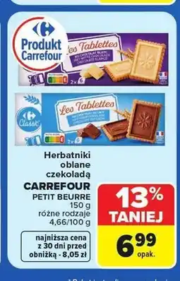 Carrefour Herbatniki Petit Beurre w czekoladzie mlecznej Carrefour Classic oferta