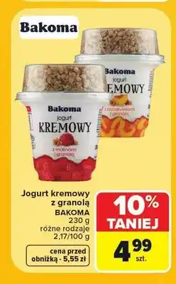Carrefour Jogurt kremowy z granulą Bakoma z malinami oferta