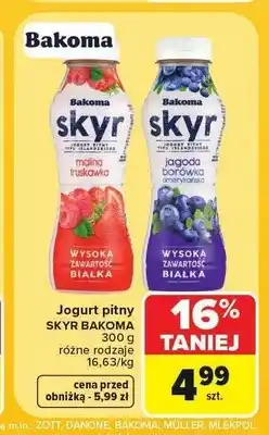 Carrefour Jogurt pitny Skyr Bakoma malina truskawka oferta