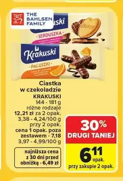 Carrefour Ciastka w czekoladzie Krakuski Serduszka oferta