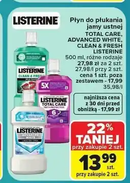 Carrefour Płyn do płukania jamy ustnej Listerine Total Care oferta