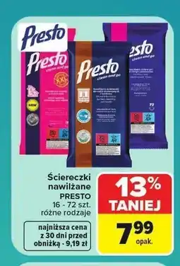 Carrefour Ściereczki nawilżane uniwersalne Presto oferta