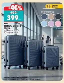 Biedronka Zestaw 3 walizek Wings Merlin oferta
