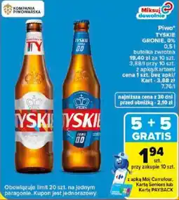 Carrefour Piwo TYSKIE GRONIE, 0% oferta