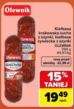 Carrefour Kiełbasa krakowska sucha z szynki, kiełbasa żywiecka z szynki oferta