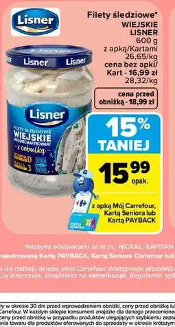 Carrefour Filety śledziowe Wiejskie Lisner z cebulką oferta