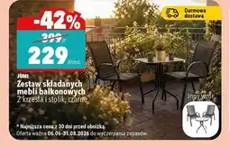 Biedronka Jumi Zestaw składanych mebli balkonowych 2 krzesła i stolik, czarne oferta