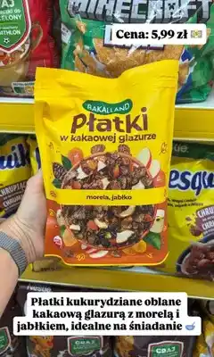 Dino Płatki w kakaowej glazurze z morelą i jabłkiem Bakalland oferta