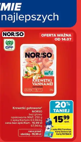 Carrefour Krewetki gotowane NORSO oferta